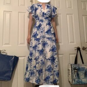 Blue floral maxi dress (2,S) - New with tags